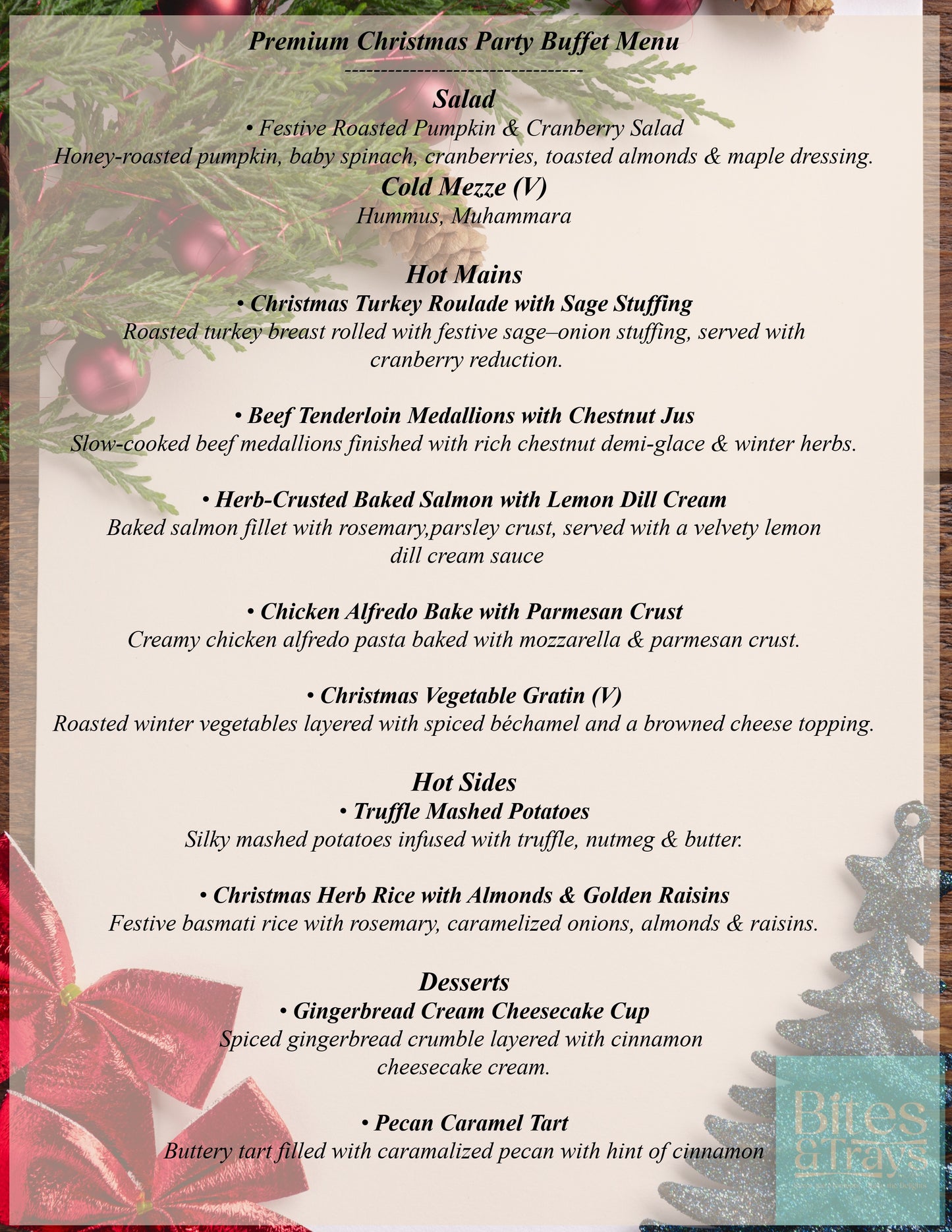 Premium Christmas Party Buffet Menu