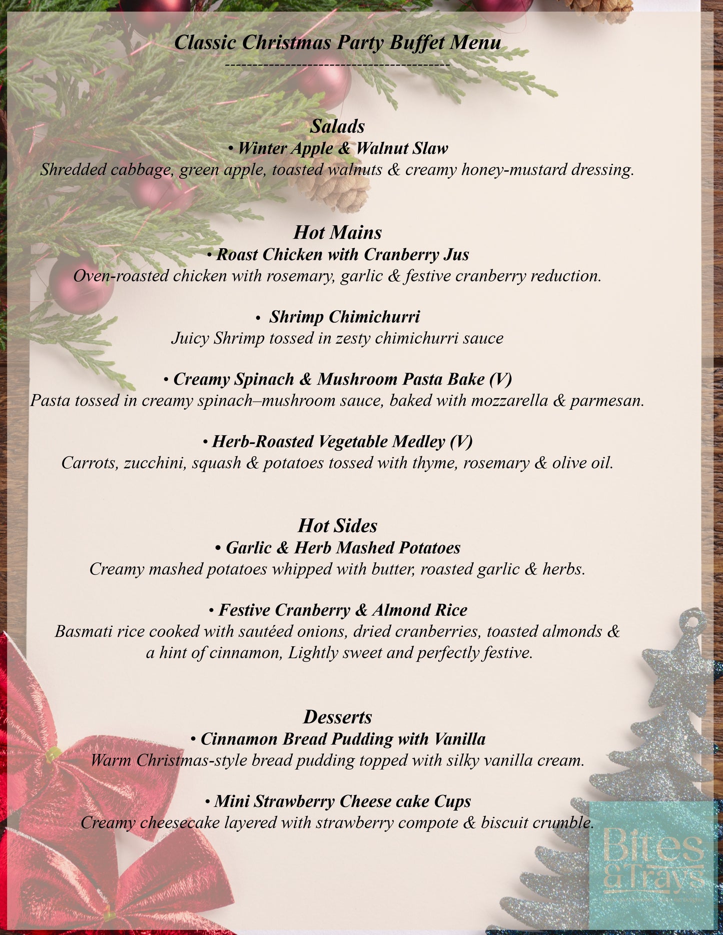Classic Christmas Party Buffet Menu