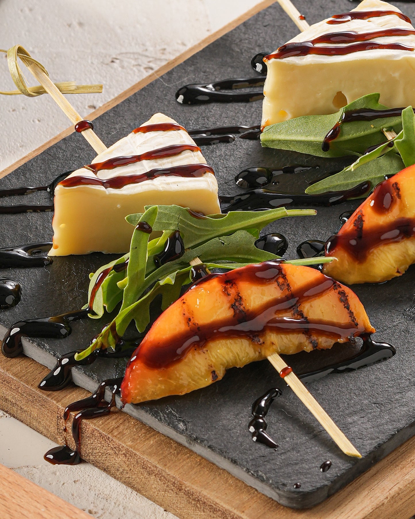 Peach & Brie skewers